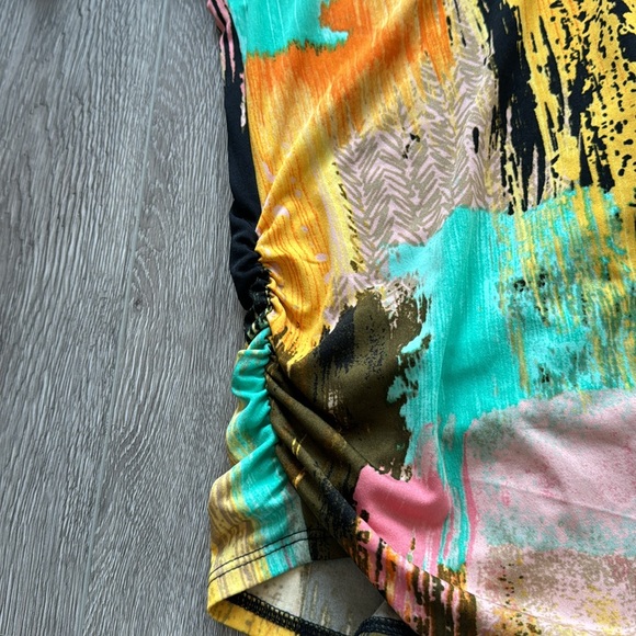 ECI Beaded neckline scrunch waist blouse Size Large D8 - Picture 4 of 5